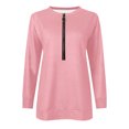 thumbnail image 4 of Yuyuzo Tunic Tops for Women Long Sleeve Pullover Round Neck Half Zipper Solid Color Fall Top Blouses, 4 of 5