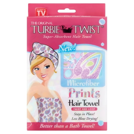 Turbie Twist The Original Microfiber Prints Hair Towel (color and design may (Best Hair Towel Wrap)