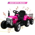 thumbnail image 3 of EastVita Farm Driving Simulation 12V Ride on Car Ride on Toys Electric Tractor with Trailer, Toddler Riding with Remote Control, 7-LED Headlight/2+1 Gear Shift/MP3 Player/USB Port, 3 of 9