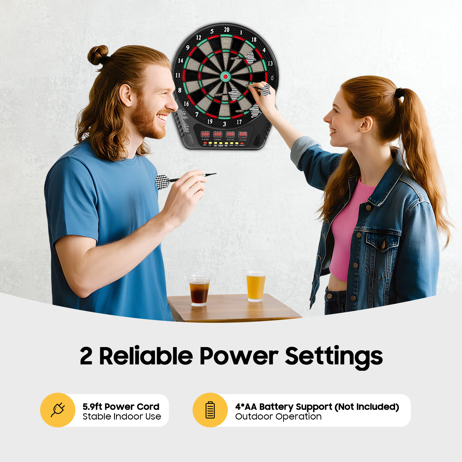 Wall Mounted Electronic Dart Board with 6 Darts, Digital Soft Tip Dart Board Voice Prompts Automatic Counting Dartboard Set Innovative Dart Machine, for Home Bar Game center