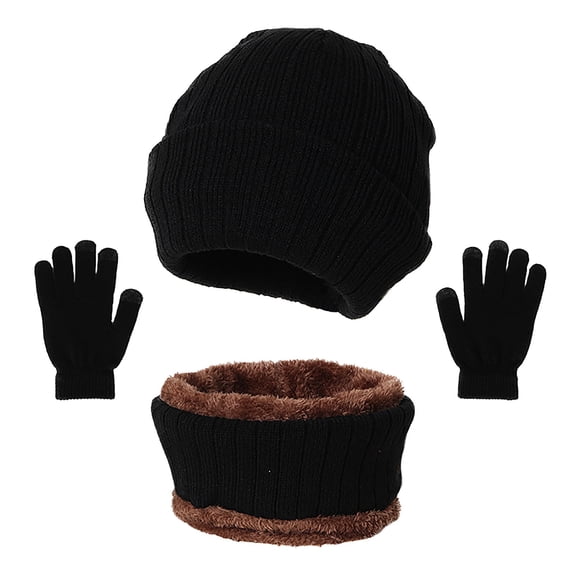 Scarf Hat Gloves Set Women Coordinated Beanie Neck Warmer and Full-Finger Gloves Three Piece Set for Outdoor Daily Wear Winter Beanie Hat Scarf Gloves