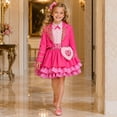 thumbnail image 6 of Pink Royal Princess Wonderland Costume Dress 2-Piece Cropped Gold Lace Jacket Tiered Heart Halloween Fancy Dress Party Cosplay Costumes, 6 of 16