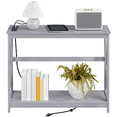 thumbnail image 4 of Yaheetech 2-Tier Industrial Console Table with Power Outlet for Hallway, Gray, 4 of 11