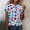 Blue, variant on Lenago Summer Plus Size Womens Tops Fashion Women Summer Loose Print Round-Neck T-Shirt Short Sleeve Casual Blouse 4th of July Outfits for Women