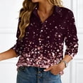thumbnail image 2 of felwors Button Down Shirt for Women 3/4 Sleeve Blouses Floral Printed Tops Business Casual Work Outfits (Wine, M), 2 of 8