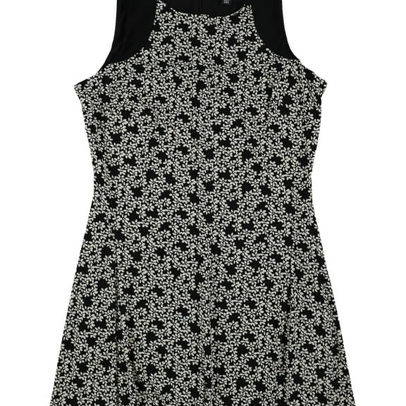 American Living Womens Floral Fit & Flare Dress, Black, 16