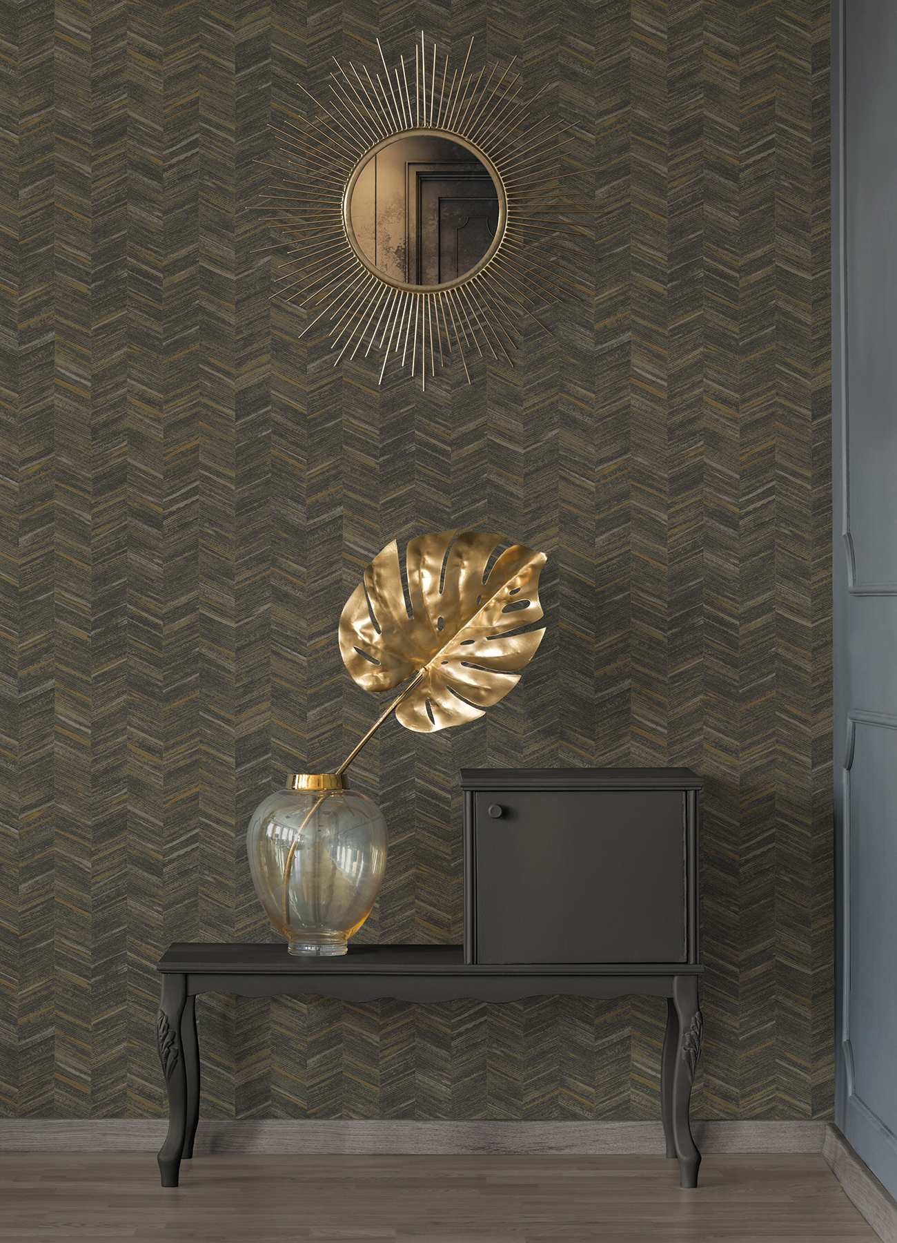 Advantage Tatlin Brown Chevron Wallpaper