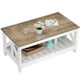 thumbnail image 3 of Homall 39" 2-Tier Farmhouse Coffee Table Wood Center Table with Storage Shelf for Living Room, Oak & White, 3 of 7