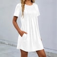 thumbnail image 6 of hotojiny Spring Dresses for Women Loose Fit Casual Pleated Mini Dresses Soft Short Sleeve Crewneck Sundresses for Beach Travel, 6 of 7