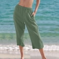 thumbnail image 2 of Timegard Womens Capri Pants Wide Leg Elastic Waisted Solid Color Lounge Pants with Pockets Crop Pants, 2 of 6