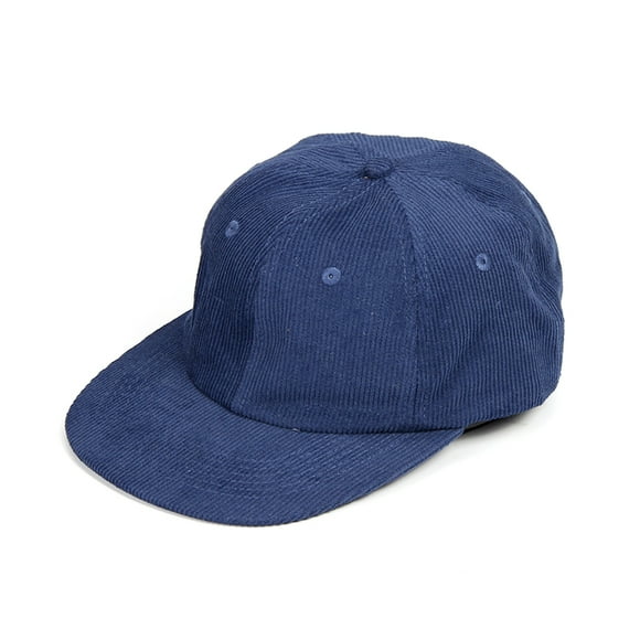 Big Size Corduroy 6 Panel Cap for Men Cotton Mid-Profile Hip-Hop Cap Unstructured Flat Visor Comfortable Breathable Snapback Hat Space Blue L (60-62cm)