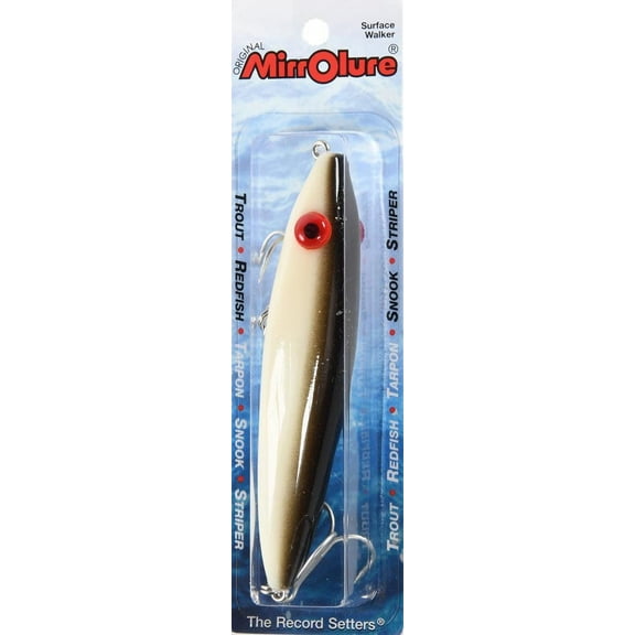 MirrOlure He-Dog Floating Twitchbait Fishing Lure, Bone/Black Back