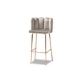 thumbnail image 3 of Baxton Studio Kaelin Luxe and Glam Grey Velvet Fabric Upholstered and Rose Gold Finished 4-Piece Bar Stool Set, 3 of 7