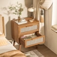 thumbnail image 5 of Rattan Nightstand, Boho End Table with 2 Drawers Bedroom Bedside Side Tables Brown Night Stand for Living Room, Bedroom, Dorm Room Essentials, 5 of 8
