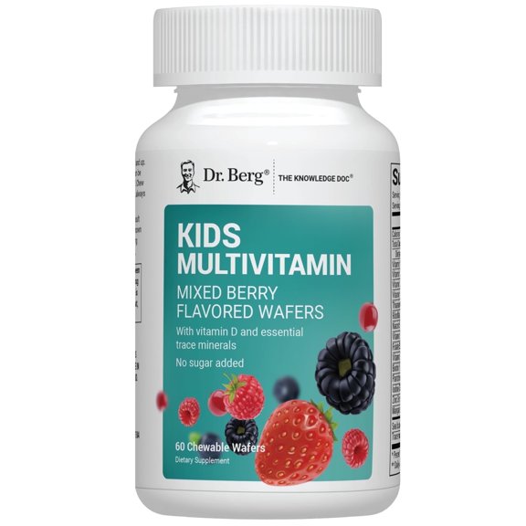 Dr. Berg Kids Multivitamin — Mixed Berry Flavored Kids Chewable Multivitamin, 60 Wafers