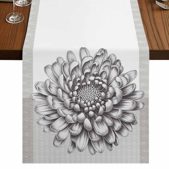 Table Runners 90 Inches Long Dress Scarves, Vintage Chrysanthemum Farmhouse Coffee/Dining/Kitchen Table Runner for Living Room, Elegant Floral Retro Art 13x90 Inch