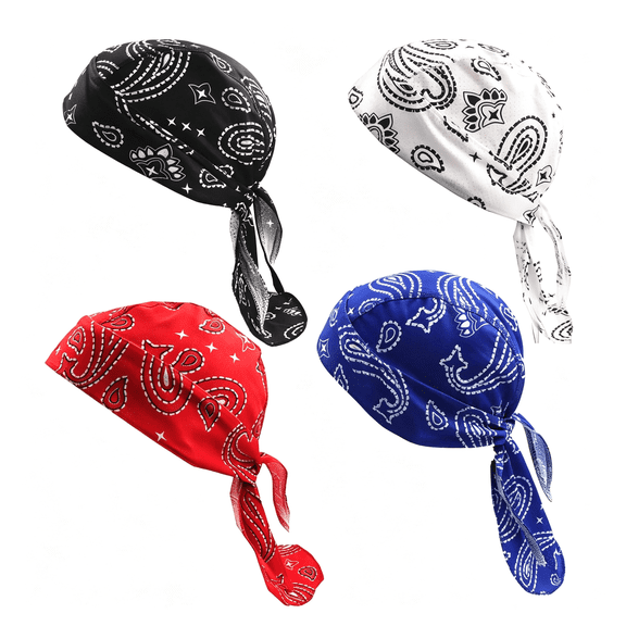 TELOLY 4 Pack Do Rag/Dew Rag Beanie Cap Hat Chemo Cap Skull Cap for Men and Women Cooling Rags