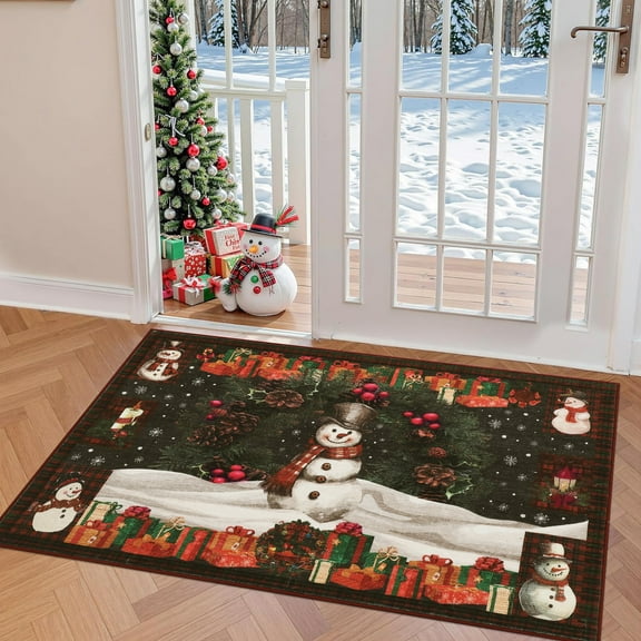 Huloretions Christmas Area Rug,Washable Soft Winter Holiday Carpet for Living Room Bedroom Dining Room Office Indoor Rugs for Xmas Decor