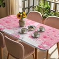 thumbnail image 3 of Pink Christmas Balls Table Cloths for 5 Foot Rectangle Tables, Xmas Tree Snowflake Patio Waterproof Elastic Fitted Tablecloths, Washable Rectangular Table Cover for Camping, 3 of 8