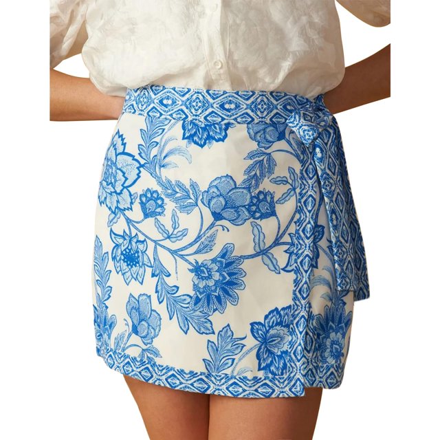 Falda Talakeno con estampado floral, minifalda de playa de verano para mujer