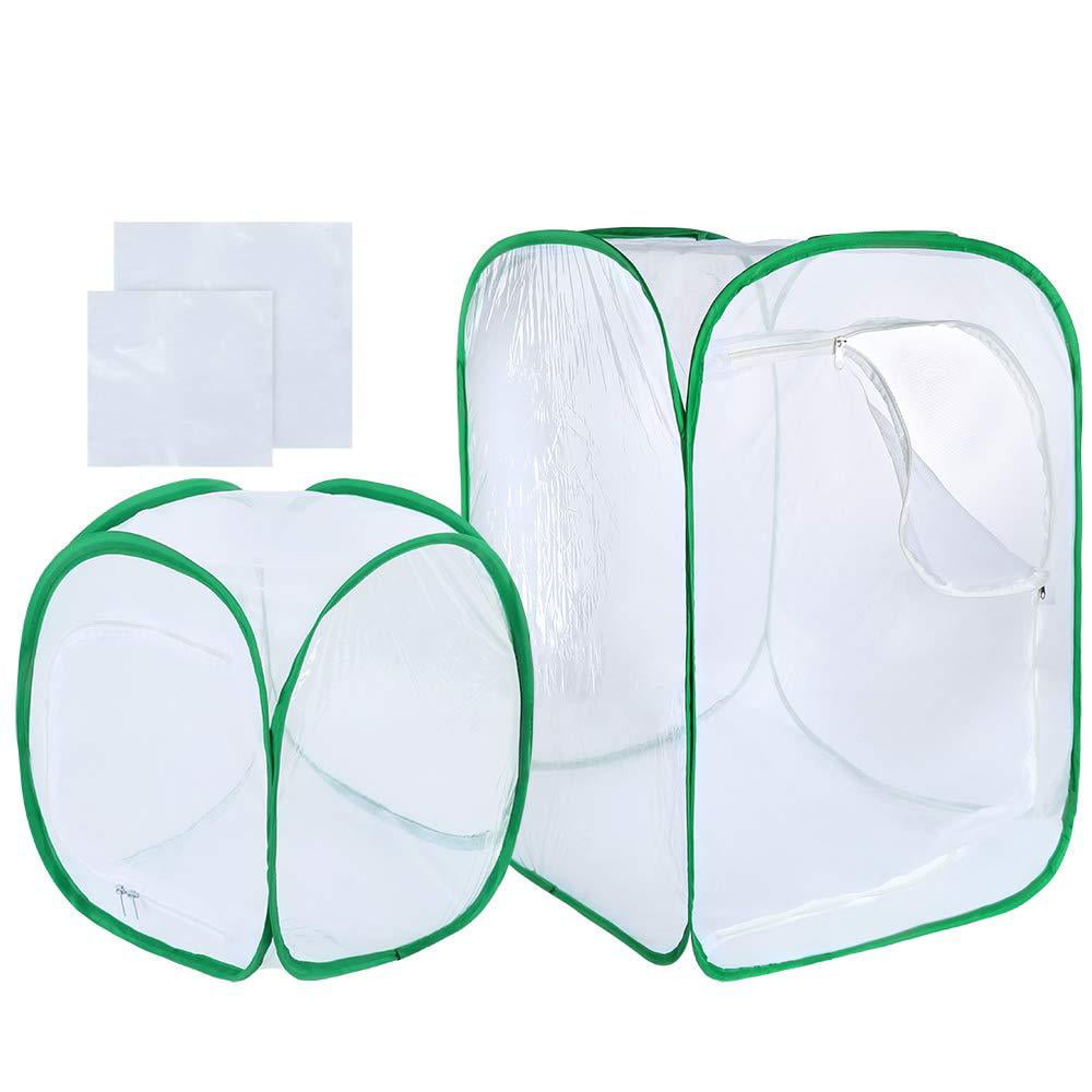 Pllieay 2 Pieces 2 Sizes Butterfly Habitat Cage with Clear PVC Film Collapsible Light-transmitting Terrarium Pop-up White Insect and Butterfly Net for Kids Raising Insects Outdoor Activities 