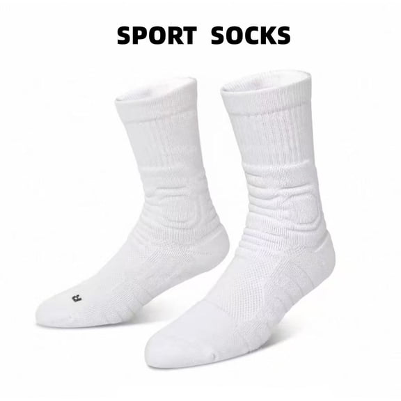 2Pcs Combed Cotton High Calf Basketball Socks, Terry Cushioned Anti Slip Breathable Long Sports Training Socks for Men