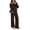 Coffee, variant on Domzest Sweatsuits 2 Piece Sets for Women Long Sleeve V Neck Off the Shoulder Sweatshirt & Wide Leg Sweatpants Casual Fall Outfits Khaki XXL