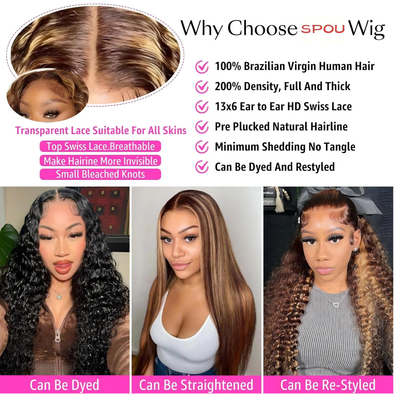 30 Inch Water Wave 13x6 HD Lace Front Wigs Human Hair Ombre Honey Blonde Wig P4/27 Highlight Wet and Wavy Curly Human Hair Frontal Wigs Pre Plucked 200 Density Glueless Frontal Wigs for Women