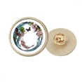 thumbnail image 1 of Carpe Peony Lotus Géométrie Ronde Métal Broche d'Or Clip, 1 of 3