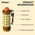 thumbnail image 3 of Sidagar 18 oz Yellow Plaid Ceramic Lined Insulated Tumbler with Straw, Leakproof Lid, 3 of 10