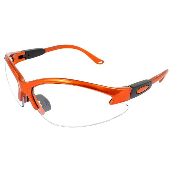 Global Vision Cougar Safety Glasses Nurses Dental Assistant Glasses Shooting Glasses for Women Ladies Men Orange Frame Clear Lens