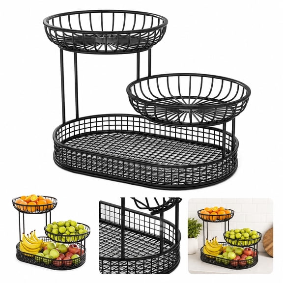 3-Tier Metal Fruit Basket Stand, Countertop Produce Organizer