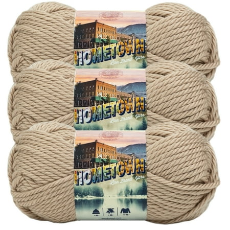 UPC: 0842093130062 | Lion Brand Yarn Hometown Highland Park Beige Basic Super Bulky Acrylic Beige Yarn 3 Pack