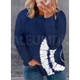 thumbnail image 5 of Aleumdr Womens Crew Neck Pullover Plus Size Blue Tie Dye Long Sleeve Loose Fit Blouse 3XL, 5 of 6