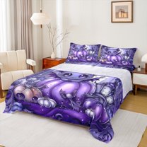 jejeloiu Magic Animal Dragon Bed Sheets,Halloween Pumpkin King Sheets,Glitter Stars Print Sheet Set For Teen,Microfiber Bedroom Decoration,4pcs