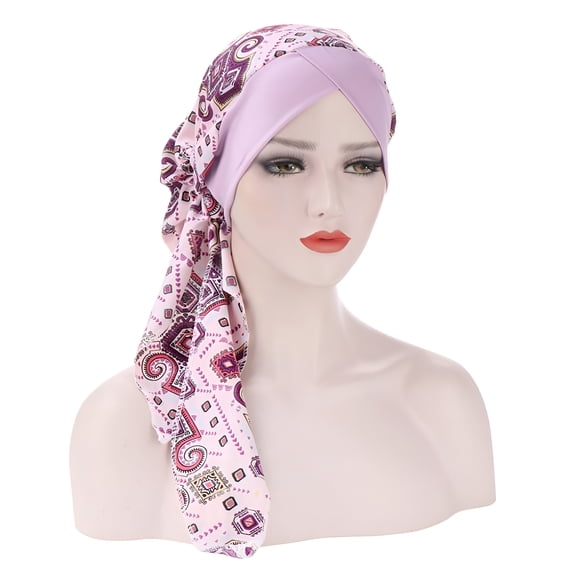 TELOLY Women Chemo Cancer Sleep Scarf Hat Cap Boho Pre-Tied Hair Cover Wrap Turban Headwear Bandana Hair Loss