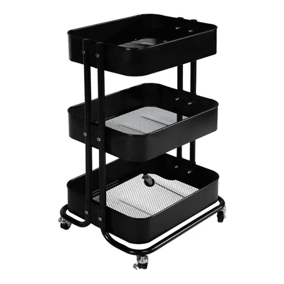 Carrito Organizador Carro Auxiliar Con Ruedas Estanteria Negro Malubero Malu1473