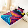 thumbnail image 4 of Castle Fairy Psychedelic Line Art Cosmic River Twin Sheets 3pcs,Layered Swirl Cloud Space Print Bedding,Purple Orange,1 Fitted Sheet,1 Flat Sheet and 1 Pillowcase, 4 of 6
