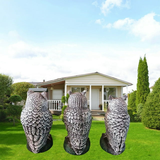 Langgg Statue de Hibou de Jardin Texture Unique pour Épouvantail d'Oiseau Faux et Forme Spéciale Oreilles Rondes
