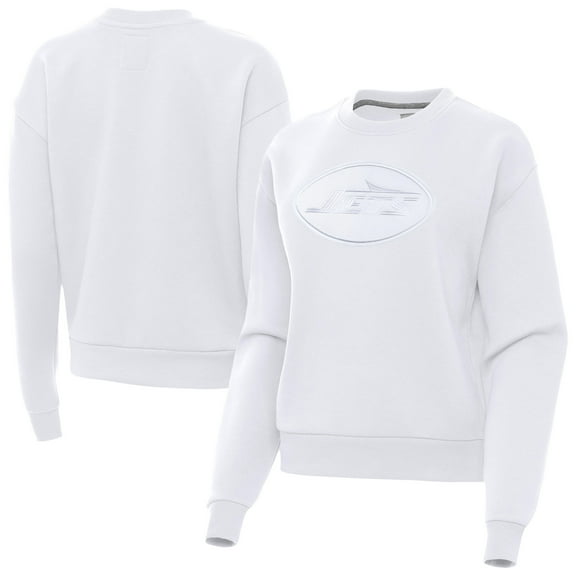 Women's Antigua White New York Jets Victory Pullover Sweatshirt