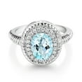 thumbnail image 2 of Gem Stone King 2.26 Ct Oval Sky Blue Topaz 925 Sterling Silver Halo Engagement Ring (Size 6), 2 of 3