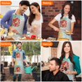 thumbnail image 4 of Pioneer Flower Floral Print Pattern Apron-Garden Aprons for Women with Pockets-Cotton Linen Waterproof Kitchen Cooking Gardening Aprons Adjustable for Kitchen,Cooking,BBQ and Salon 33x27 Inch, 4 of 7