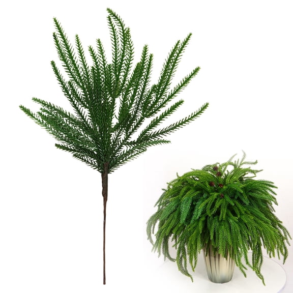 Clearance Under $3 18 Inch Artificial Norfolk Pine Branch – Realistic Greenery Stem with Natural Texture for Vase, Wreath, Garland & Holiday Home Decor
