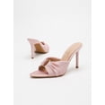 thumbnail image 4 of On feet & in love Women's Satin Pointed Toe Stiletto Mules - Ruched Slip-On Dress Heels with Gold-Tone Hardware, 4 of 8
