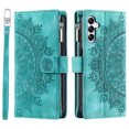 thumbnail image 2 of Dteck Crossbody wallet Case for Samsung Galaxy A15 5G,Magnetic PU Leather Flower Embossed Case Zipper Card Holder Wallet Kickstand Cover with Shoulder Strap/Wrist Strap for Galaxy A15,Green, 2 of 6