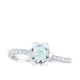 thumbnail image 4 of 1/2 CT Ethiopian Opal and Diamond Flower Engagement Ring, Round Shape Ethiopian Opal Solitaire Engagement Ring, October Birthstone Ring, 18K White Gold, US 13.00, 4 of 9