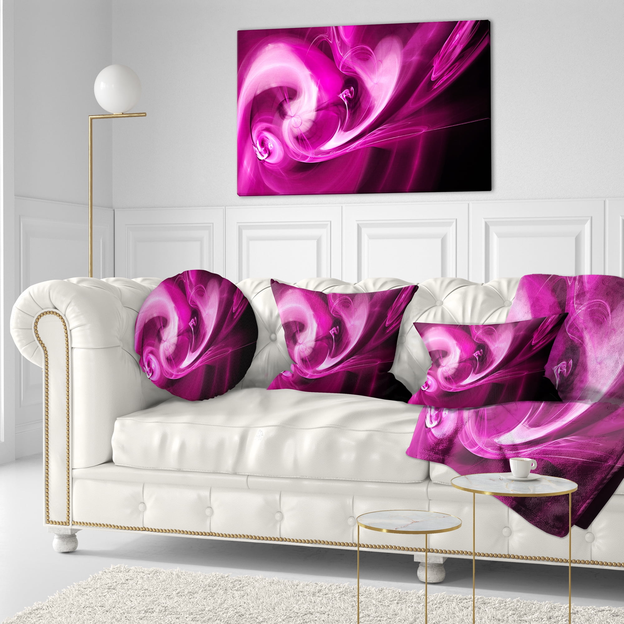 Designart Colored Smoke Spiral Purple - Abstract Throw Pillow - 12x20