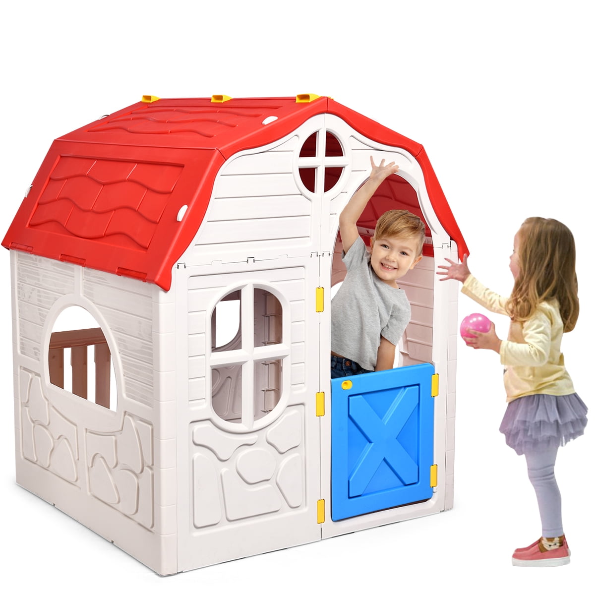 Costway Kids Cottage Playhouse Foldable 