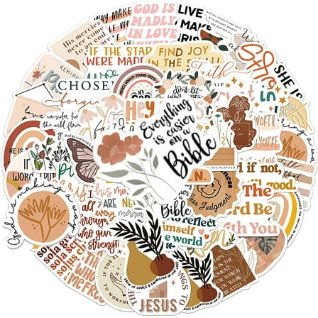 Aesthetic Jesus Phrase Stickers 50PCS Religious Bible Verse Stickers for Water Bottle Laptop Phone Guitar Luggage Vinyl Waterproof Jesus Phrase Stickers for Teens Adults Women Men Christian