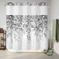 thumbnail image 5 of No Hook Shower Curtain with Built-in Rings - Watercolor Gray Eucalyptus Washable Waterproof Fabric Bathroom Curtains for Hotel,Rentals, 66 X 72 Inch Long , Botanical Floral Leaf, 5 of 8